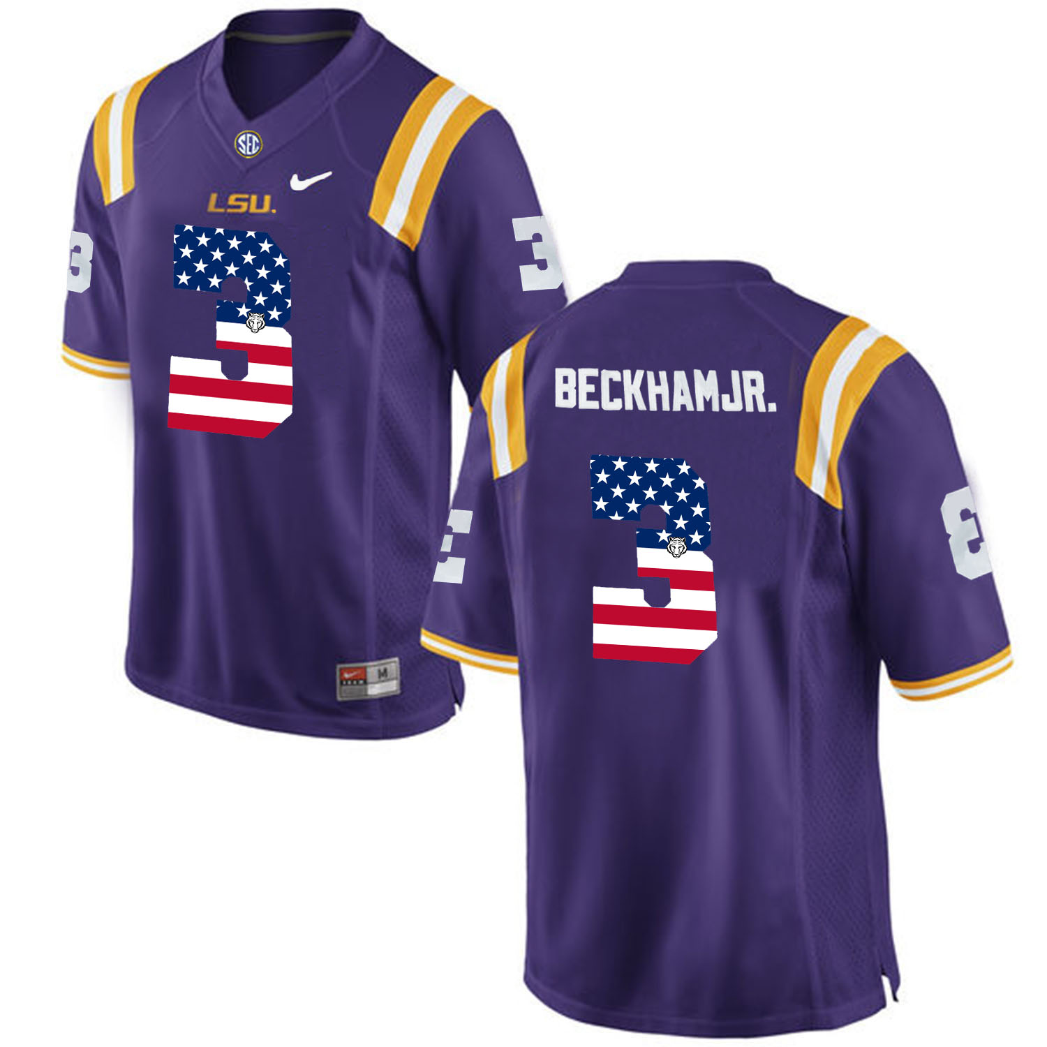 US Flag Fashion  Men LSU Tigers Odell Beckham Jr. #3 College Football Limited Jersey  Purple